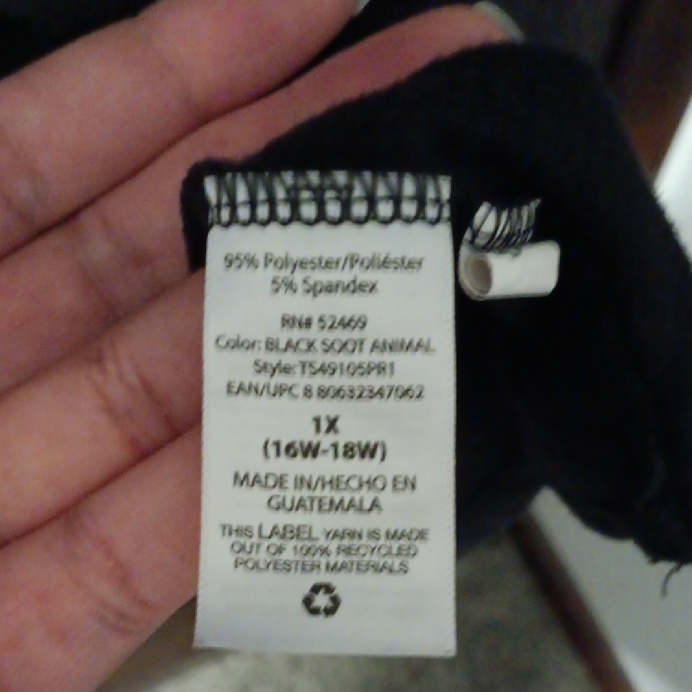 Black and Leopard Print Long Sleeve Top - Picture 3 of 3